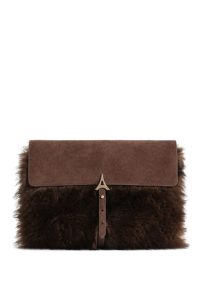 Manière De Voir Aliya faux-fur belted clutch bag - Brown