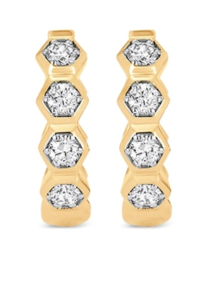 Sara Weinstock 18K yellow gold Honey Comb diamond huggie earrings