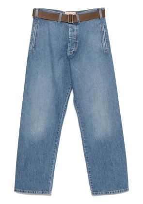 Plan C straight-leg belted jeans - Blue