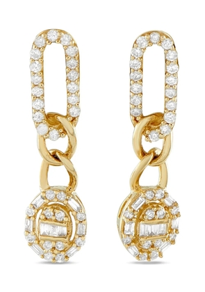 LB Exclusive 14K yellow gold diamond oval drop earrings