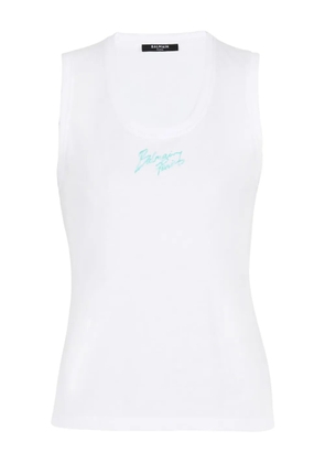 Balmain logo-print tank top - White