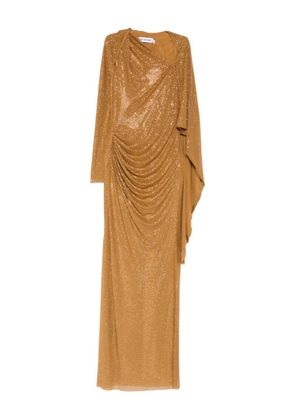 Self-Portrait rhinestoned draped maxi dress - Gold