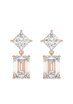 Tilla 14K rose gold princess-cut earrings - Pink