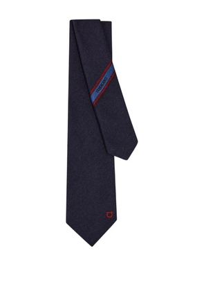 Ferragamo embroidered-logo tie - Blue