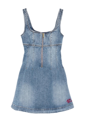 Self-Portrait denim zip mini dress - Blue