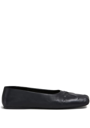 Marni bow-embossed leather ballerina shoes - Black