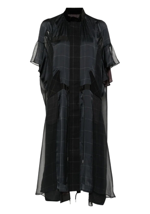 sacai windowpane print dress - Black