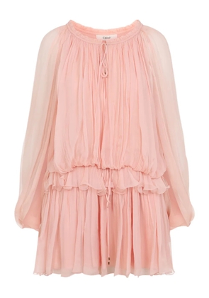 Chloé ruffled silk dress - Pink