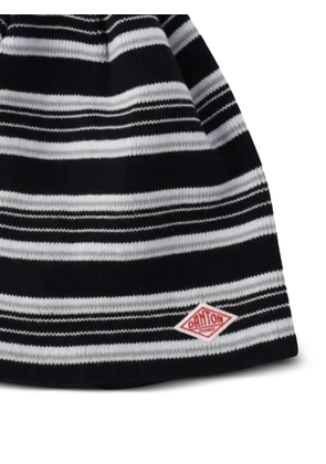 Danton striped logo-patch beanie - Black