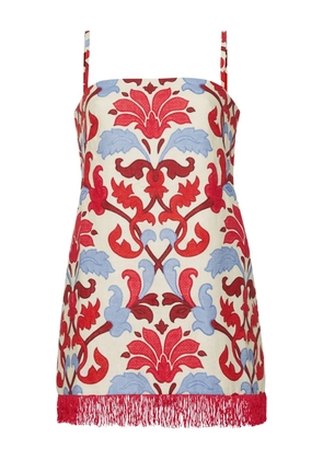 Cara Cara Valencia floral fringed mini dress - Neutrals