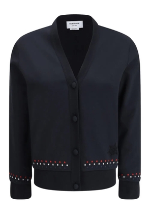 Thom Browne snowflake-stitched V-neck cardigan - Blue
