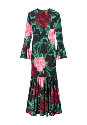 La DoubleJ Alba floral ruffled midi dress - Black