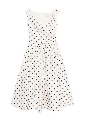 Self-Portrait polka-dot wrap midi dress - White