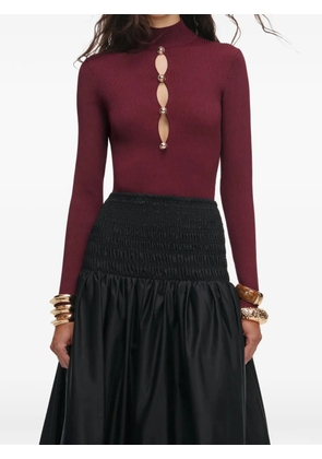 Self-Portrait keyhole-embellishment top - Red