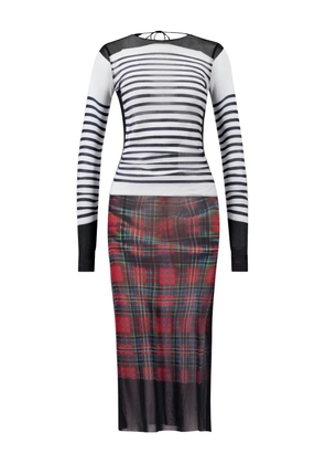 Jean Paul Gaultier Marinière Kilt midi dress - White