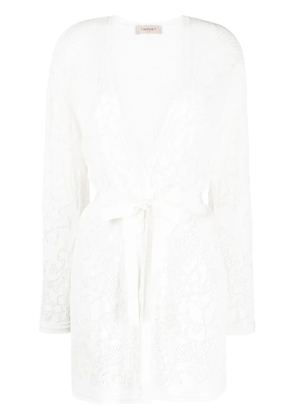 TWINSET pointelle-knit belted cardi-coat - Neutrals