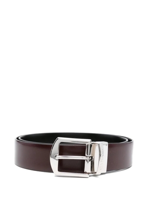 Canali leather silver-buckle belt - Brown