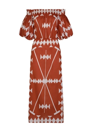 Johanna Ortiz Harbor Hues off-shoulder midi dress - Brown