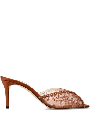 Andrea Wazen 105mm Katy lace-embellished sandals - Brown