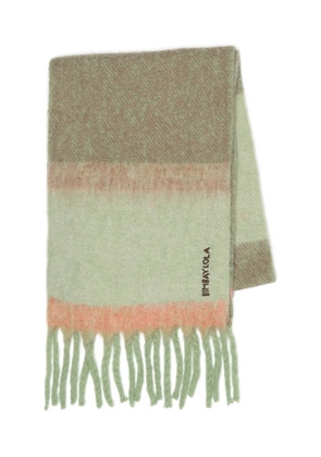 Bimba y Lola striped fringed scarf - Green