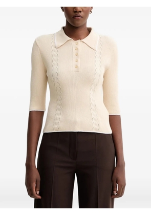 Sessùn cable-knit polo shirt - Neutrals