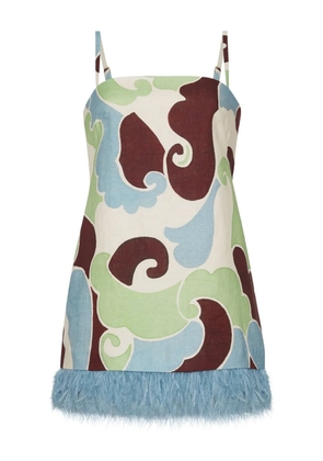 Cara Cara Valencia feather-trim mini dress - Neutrals
