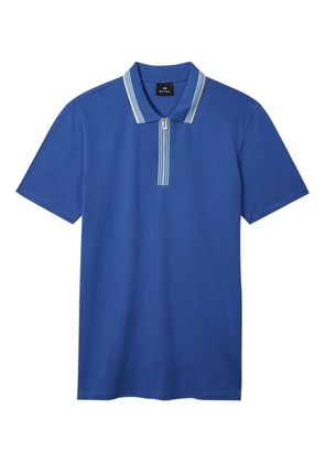 PS Paul Smith striped-collar zip-front polo shirt - Blue