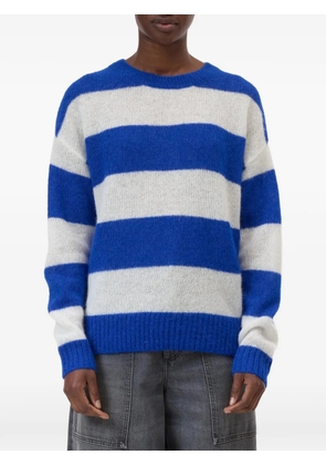 Closed crew-neck striped sweater - Blue