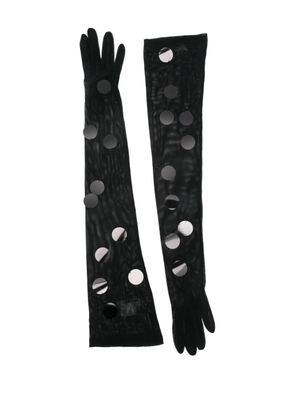 David Koma sequin-embellished long gloves - Black