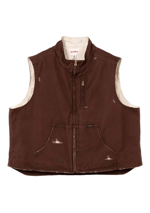 KAMIYA Boro distressed zip-up vest - Brown