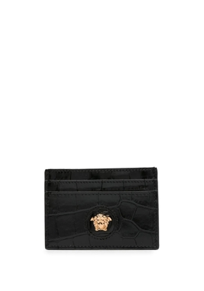 Versace Medusa plaque crocodile-effect cardholder - Black