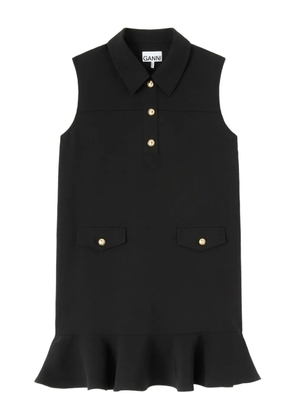 GANNI button ruffled dress - Black