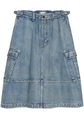 Balenciaga logo-embroidered cargo denim skirt - Blue