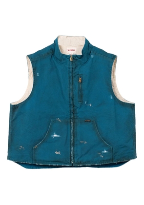 KAMIYA distressed zip-fastening vest - Blue