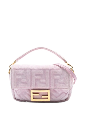 Fendi Pre-Owned 2010-2025 Mini Zucca Embossed Velvet Baguette satchel - Pink