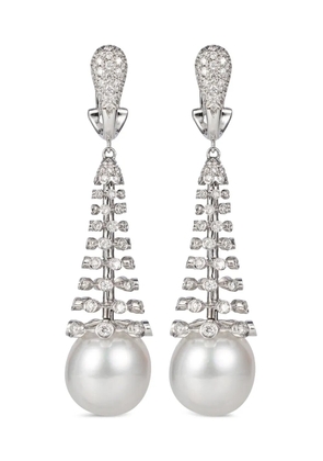 Rewind Vintage Affairs 18K white gold Notturno diamond and pearl earrings - Silver