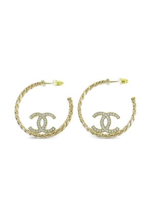 CHANEL Pre-Owned 2024 CC Gold Plated Crystal Chain Hoop Earrings costume earrings