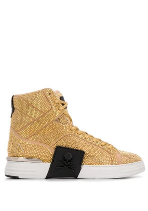 Philipp Plein rhinestone-embellished high-top sneakers - Gold