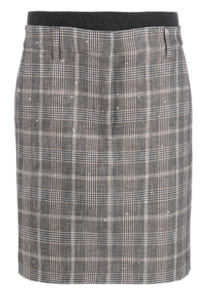 Brunello Cucinelli check-print pencil skirt - Grey
