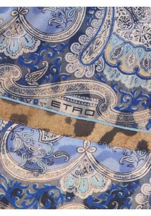 ETRO animal paisley-motif silk pocket square - Blue