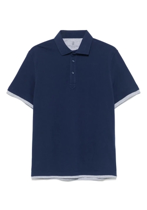 Brunello Cucinelli faux-layered polo shirt - Blue