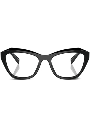 Prada Eyewear logo-engraved geometric-frame glasses - Black