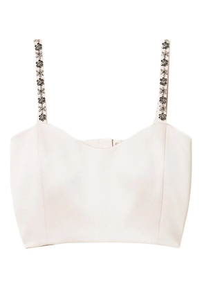 TWINSET embroidered-strap duchess-satin top - White