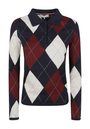 Tommy Hilfiger argyle cotton polo knit - Blue