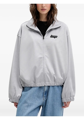 HUGO logo-patch-zip-up bomber jacket - Grey