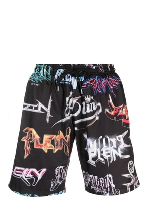 Philipp Plein Logos logo-print swim shorts - Black