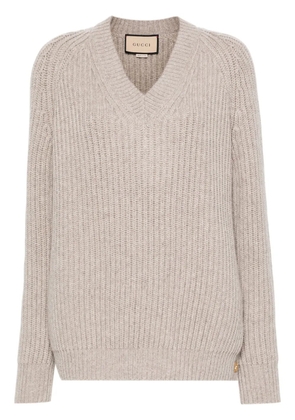 Gucci V-neck chunky-knit jumper - Grey