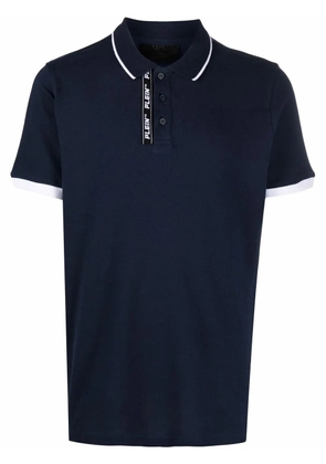 Philipp Plein logo-tape detail polo shirt - Blue