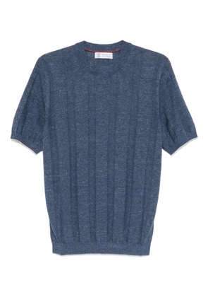 Brunello Cucinelli ribbed short-sleeve knitted T-shirt - Blue