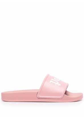 Palm Angels logo-print flat slides - Pink